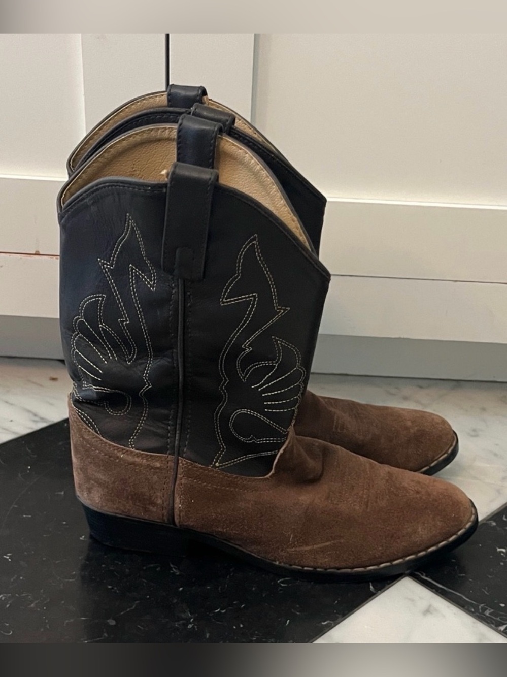 Masterson Brown and Black Leather Western Cowboy Boots Size 5 D
